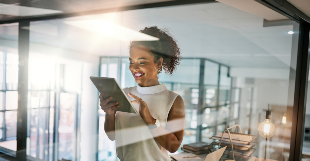 Woman Looking at Product on Screen