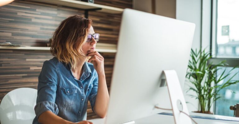 Woman looking at screen